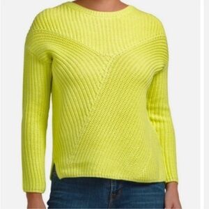 Rachel Zoe Woman’s Sweater neon yellow crew neck chunky knit SZ Medium